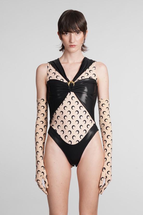  마린세르 바디수트 티셔츠 마린 세르 저지 드레이프 바디 보디수트 블랙