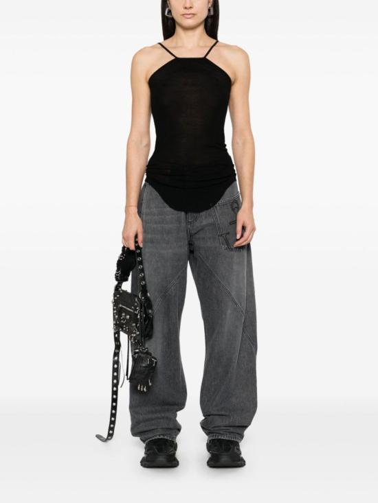  릭 오웬스 민소매 티셔츠 스코르피오 실크 탑 블랙 - RICK OWENS