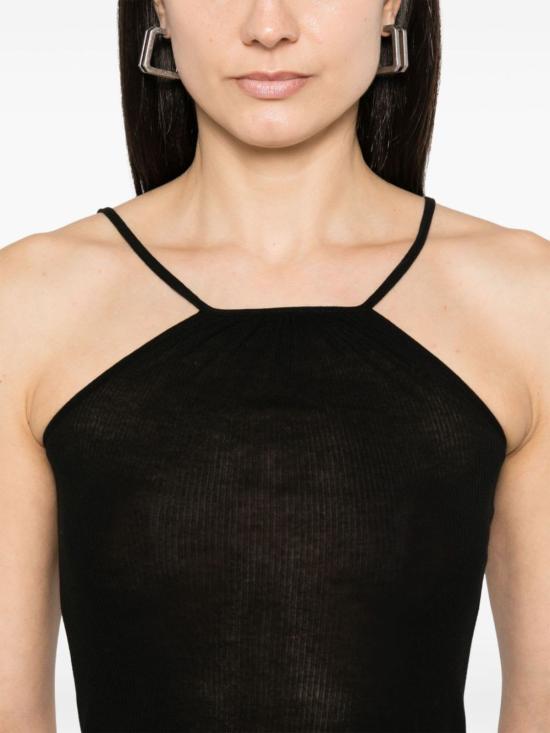  릭 오웬스 민소매 티셔츠 스코르피오 실크 탑 블랙 - RICK OWENS