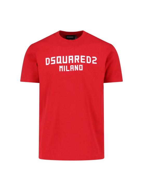  디스퀘어드2 반팔 티셔츠 Dsquared2 반팔 크루넥 티셔츠 레드