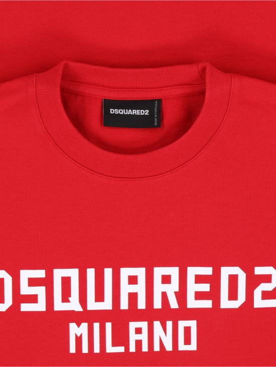  디스퀘어드2 반팔 티셔츠 Dsquared2 반팔 크루넥 티셔츠 레드 - DSQUARED2