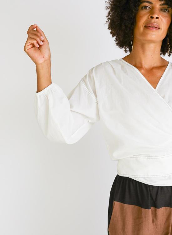  Seek Collective 블라우스 Paige 탑 화이트 포플린 - OTHER BRANDS