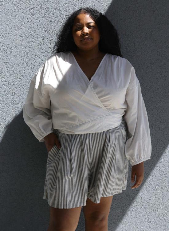  시크 콜렉티브 블라우스 Seek Collective Paige 탑 화이트 포플린 - SEEK COLLECTIVE
