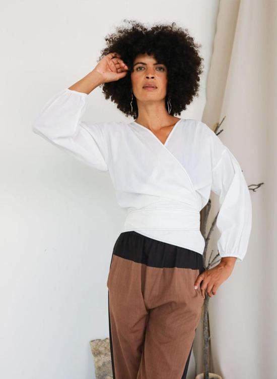  Seek Collective 블라우스 Paige 탑 화이트 포플린 - OTHER BRANDS