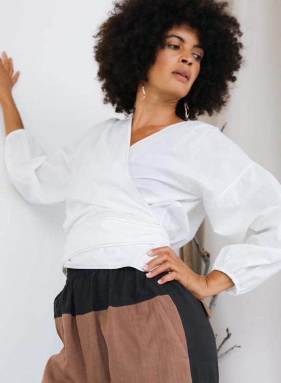  Seek Collective 블라우스 Paige 탑 화이트 포플린 - OTHER BRANDS