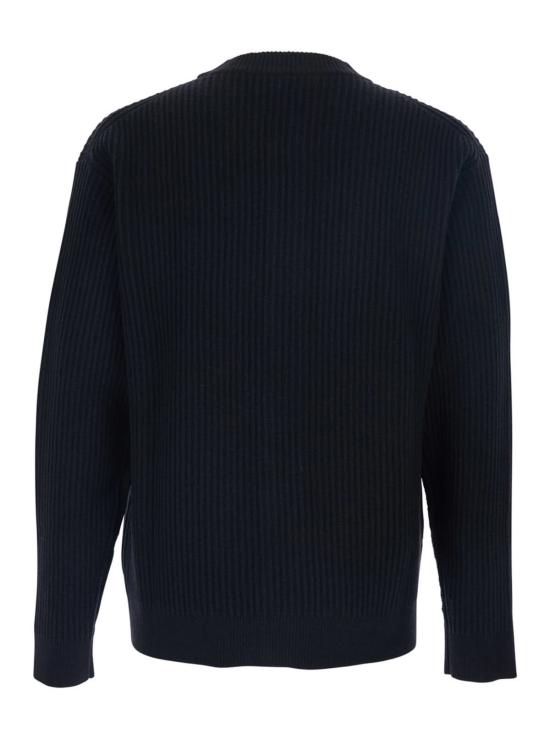  메종키츠네 스웨터 메종 키츠네 골지 크루넥  (앞면 로고 패치 포함) 블랙 - MAISON KITSUNE