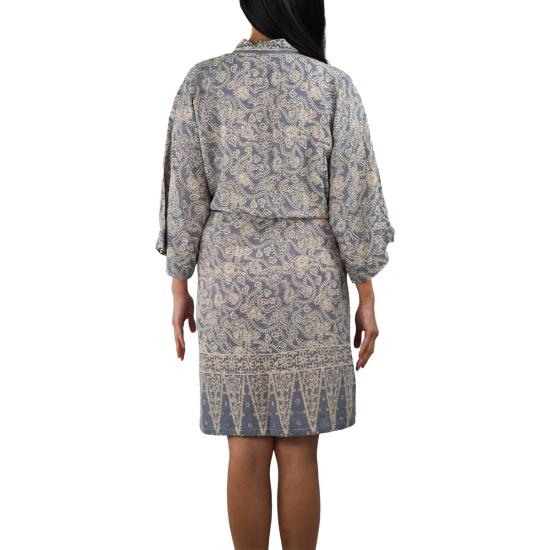  Kasih Coop 라운지 웨어 핸드 염색 바틱 기모노 그레이/실버 꽃잎 - OTHER BRANDS