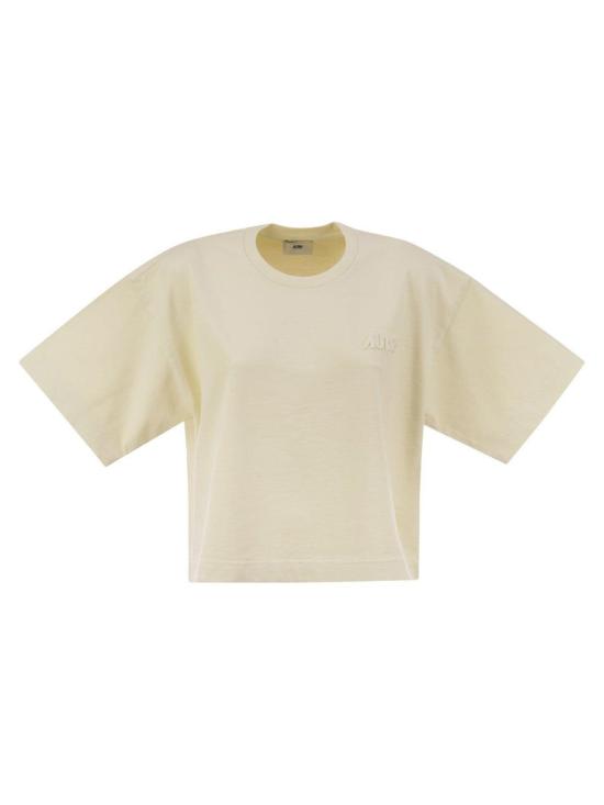  오트리 민소매 티셔츠 크루넥 크롭 티셔츠