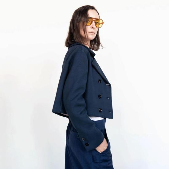  헤더 할란 수트 자켓 크롭 DB 블레이저 네이비 트윌 - HEATHER HARLAN