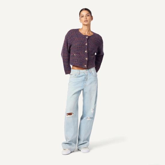  사블린 데님 팬츠 새미 디스트레스드 진 아주르