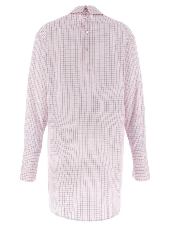  드리스 반 노튼 긴팔 티셔츠 Dries Van Noten 그리드 모크 넥 긴팔 셔츠 핑크 - DRIES VAN NOTEN