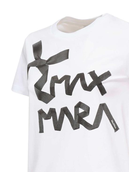  막스마라 반팔 티셔츠 막스 마라 축구 로고 티셔츠 (화이트) - MAX MARA