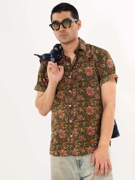  DUSHYANT 반팔 셔츠 Dushyant 민속  프렌치 그린