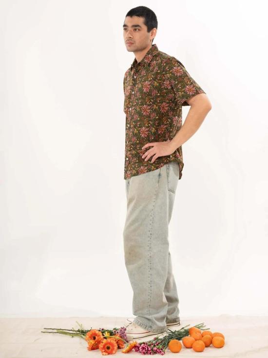  DUSHYANT 반팔 셔츠 Dushyant 민속  프렌치 그린 - OTHER BRANDS