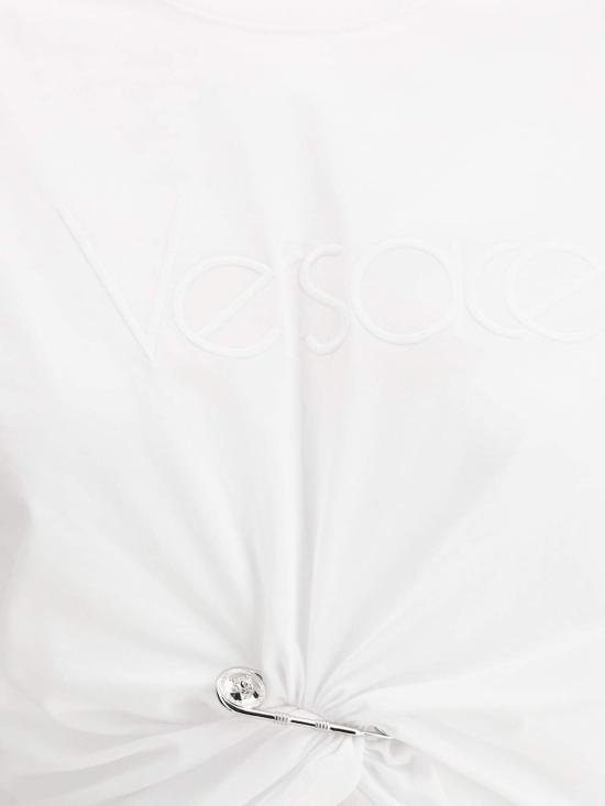  베르사체 반팔 티셔츠 코튼 티셔츠 옵티컬 화이트 - VERSACE