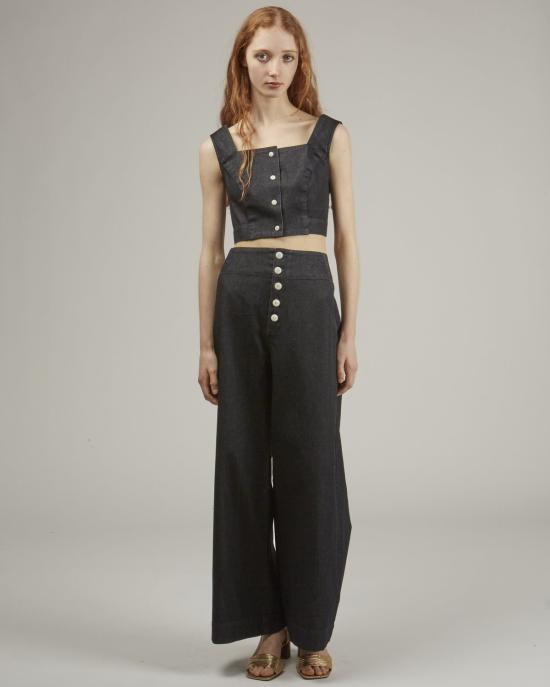  Ilana Kohn 민소매 티셔츠 일라나 콘 지니 크롭 데님 탑 다크 데님 - OTHER BRANDS