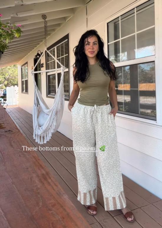  PO-EM 스트레이트 팬츠 포엠 비치콤버 타이 코튼  해바라기 블록 프린트 - OTHER BRANDS