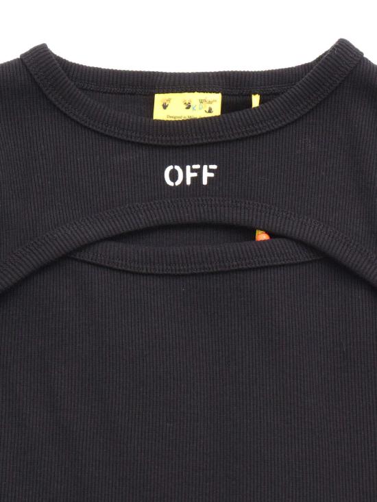  [키즈] 오프화이트 원피스 키즈  오프 스탬프 클리어 골지 드레스 블랙 - OFF WHITE