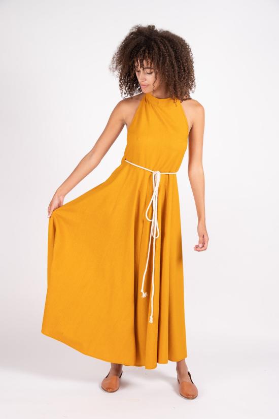  베이스레인지 롱 원피스 쇼어 드레스 오렌지