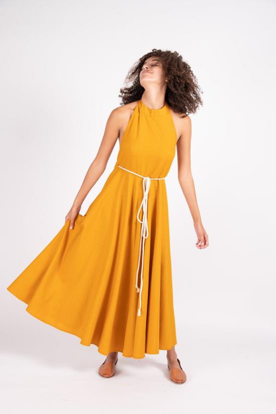  베이스레인지 롱 원피스 쇼어 드레스 오렌지 - BASERANGE