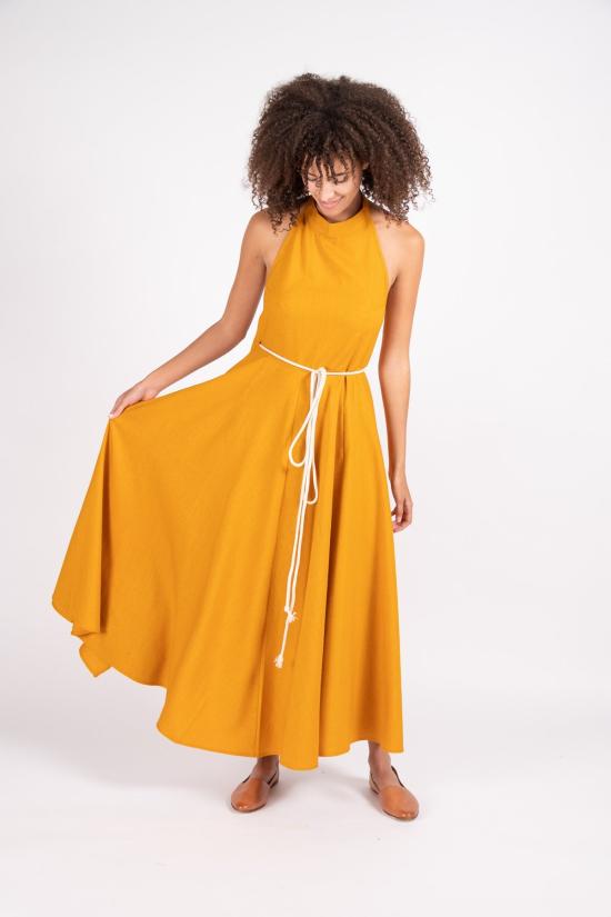  베이스레인지 롱 원피스 쇼어 드레스 오렌지 - BASERANGE