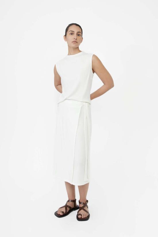  DĀL THE LABEL 미디 스커트 DĀl The Label 모달 립 니트 랩 스커트