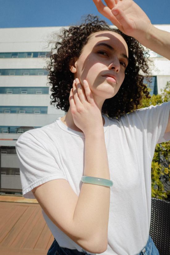  세레 커프스 링크/타이 홀더 세리 실크 컬렉션 풀 블루 제이드 스톤 뱅글 - SEREE