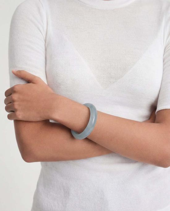  세레 커프스 링크/타이 홀더 세리 실크 컬렉션 풀 블루 제이드 스톤 뱅글 - SEREE