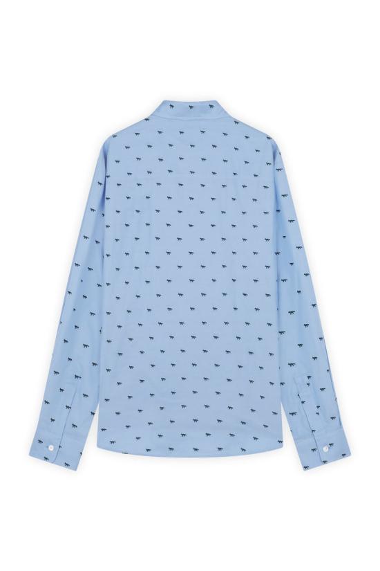  메종키츠네 긴팔 셔츠 메종 키츠네 프로필 폭스 캐주얼  라이트 블루 그린 - MAISON KITSUNE