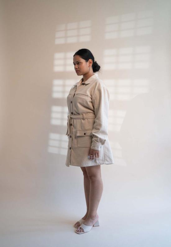  이키비 데님 자켓 도닝 데님 재킷 오프 화이트 - IKKIVI