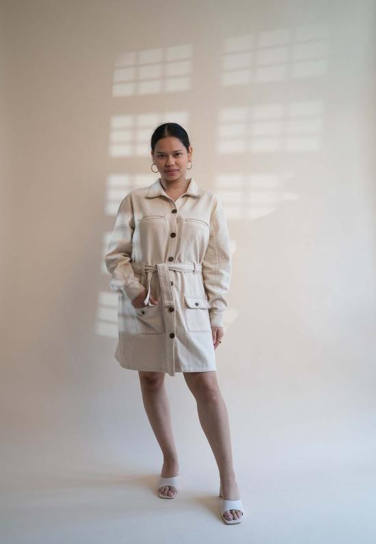  이키비 데님 자켓 도닝 데님 재킷 오프 화이트