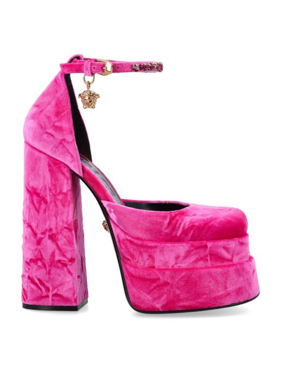  베르사체 힐/펌프스 메두사 에비타스 플랫폼 펌프스 글로시 핑크
