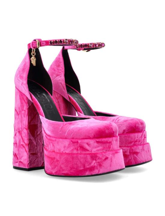  베르사체 힐/펌프스 메두사 에비타스 플랫폼 펌프스 글로시 핑크 - VERSACE