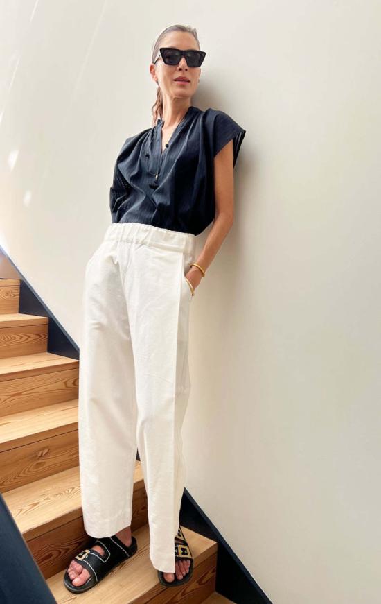  Two 스트레이트 팬츠 주름 두 개 달린 카디 팬츠 화이트 - OTHER BRANDS