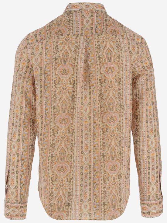  발렌티노 가라바니 긴팔 셔츠 Valentino Garavani 그래픽 패턴 코튼  Voyageimaginaire Rosagiallo Beige - VALENTINO GARAVANI