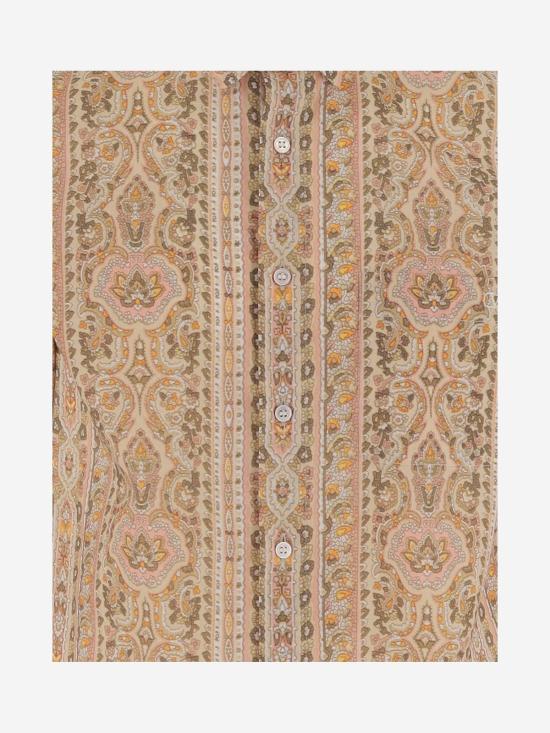  발렌티노 가라바니 긴팔 셔츠 Valentino Garavani 그래픽 패턴 코튼  Voyageimaginaire Rosagiallo Beige - VALENTINO GARAVANI