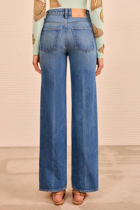  울라 존슨 데님 팬츠 아가사 스트레이트 레그 핀턱 진 다뉴브 - ULLA JOHNSON