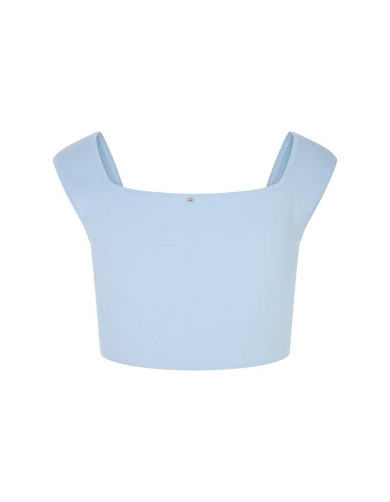 막스마라 블라우스 막스 마라 풀민 크롭탑 블루 - MAX MARA