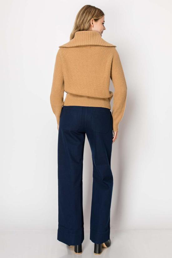  더블유 캐시미어 스웨터 W. 캐시미어 토리 피셔맨 하프 집업 캐시미어 풀오버 샌드 - W. CASHMERE