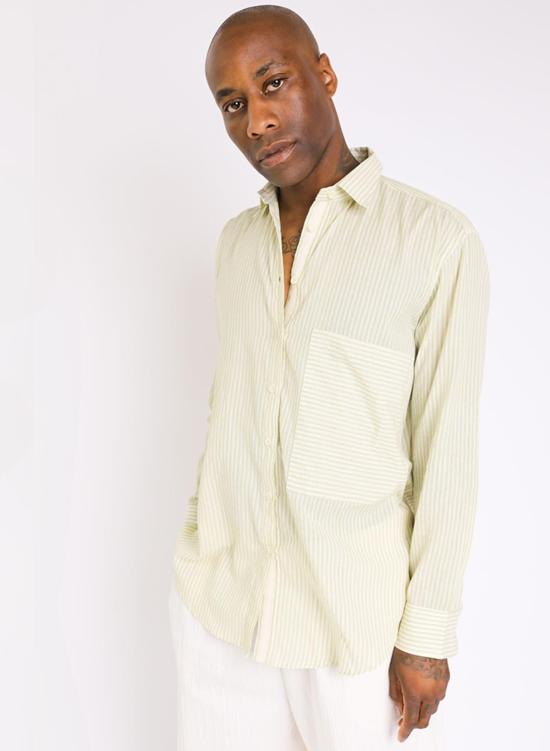  Seek Collective 셔츠 페이지 셔츠 말차 스트라이프 - SEEK COLLECTIVE