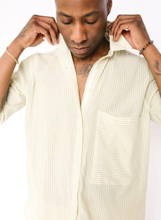  Seek Collective 셔츠 페이지 셔츠 말차 스트라이프 - SEEK COLLECTIVE