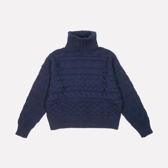  지지 니트웨어 터틀넥 케이블 스웨터 - GIGI KNITWEAR