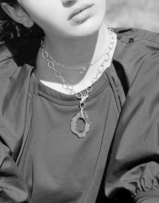  클레드 목걸이/팬던트 타원형 초커 목걸이 스털링 실버 - CLED