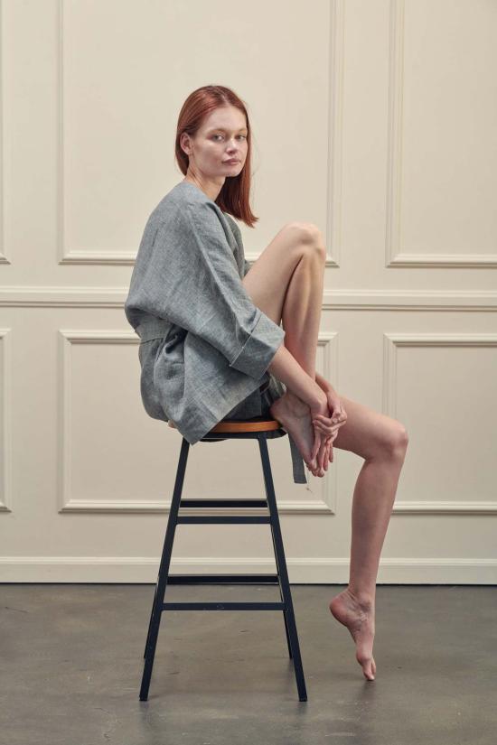  아멘테 자켓 A Mente 린넨 로브 재킷 차콜 - AMENTE