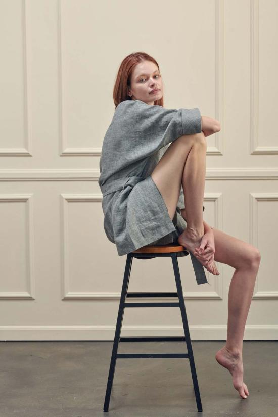  아멘테 자켓 A Mente 린넨 로브 재킷 차콜 - AMENTE