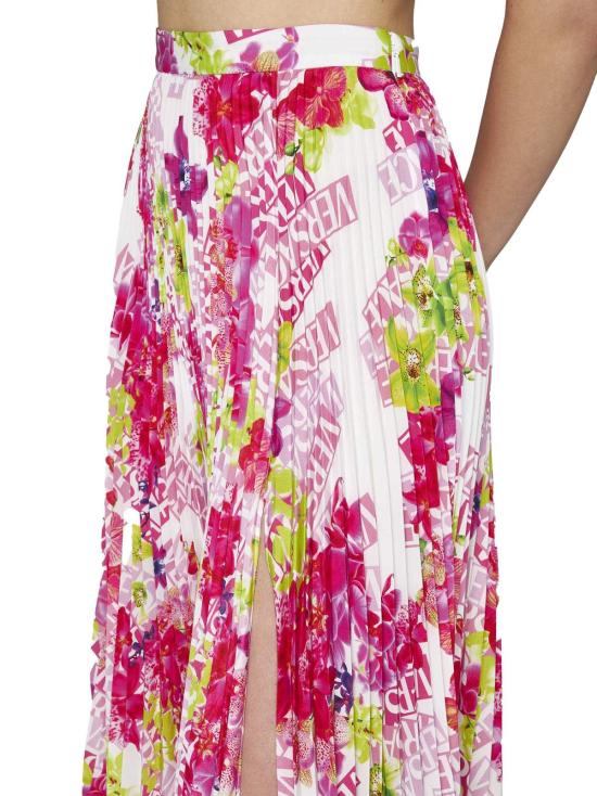  베르사체 미디 스커트 플리츠  비앙코 로사 - VERSACE