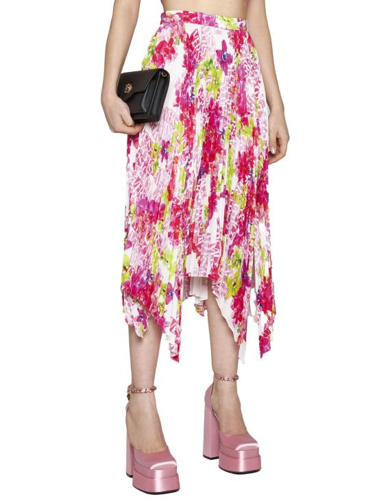  베르사체 미디 스커트 플리츠  비앙코 로사 - VERSACE