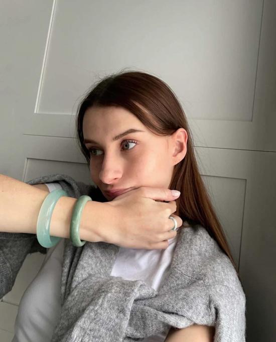  세레 커프스 링크/타이 홀더 세리 테니스 불투명 제이드 스톤 뱅글 - SEREE