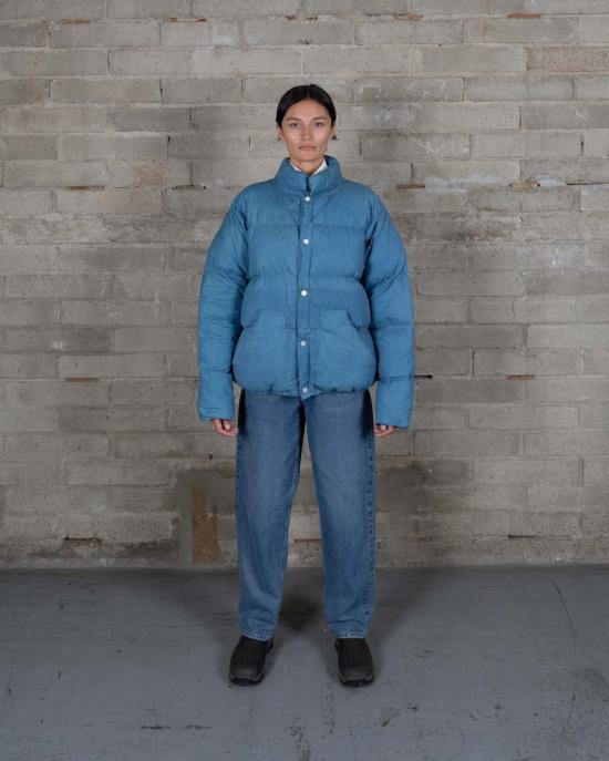  올더브라더 패딩 왁스드 퍼프 코트 마이크로 스트라이프 라이트 코트 - OLDERBROTHER