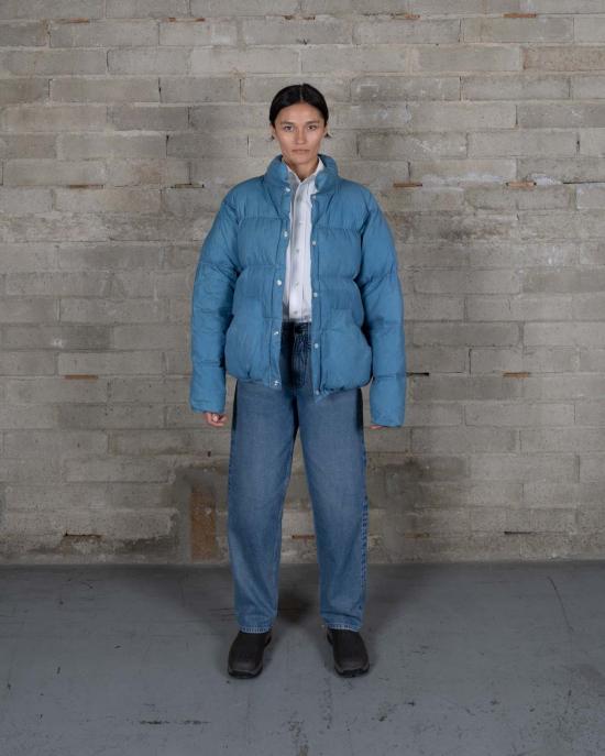  올더브라더 패딩 왁스드 퍼프 코트 마이크로 스트라이프 라이트 코트 - OLDERBROTHER